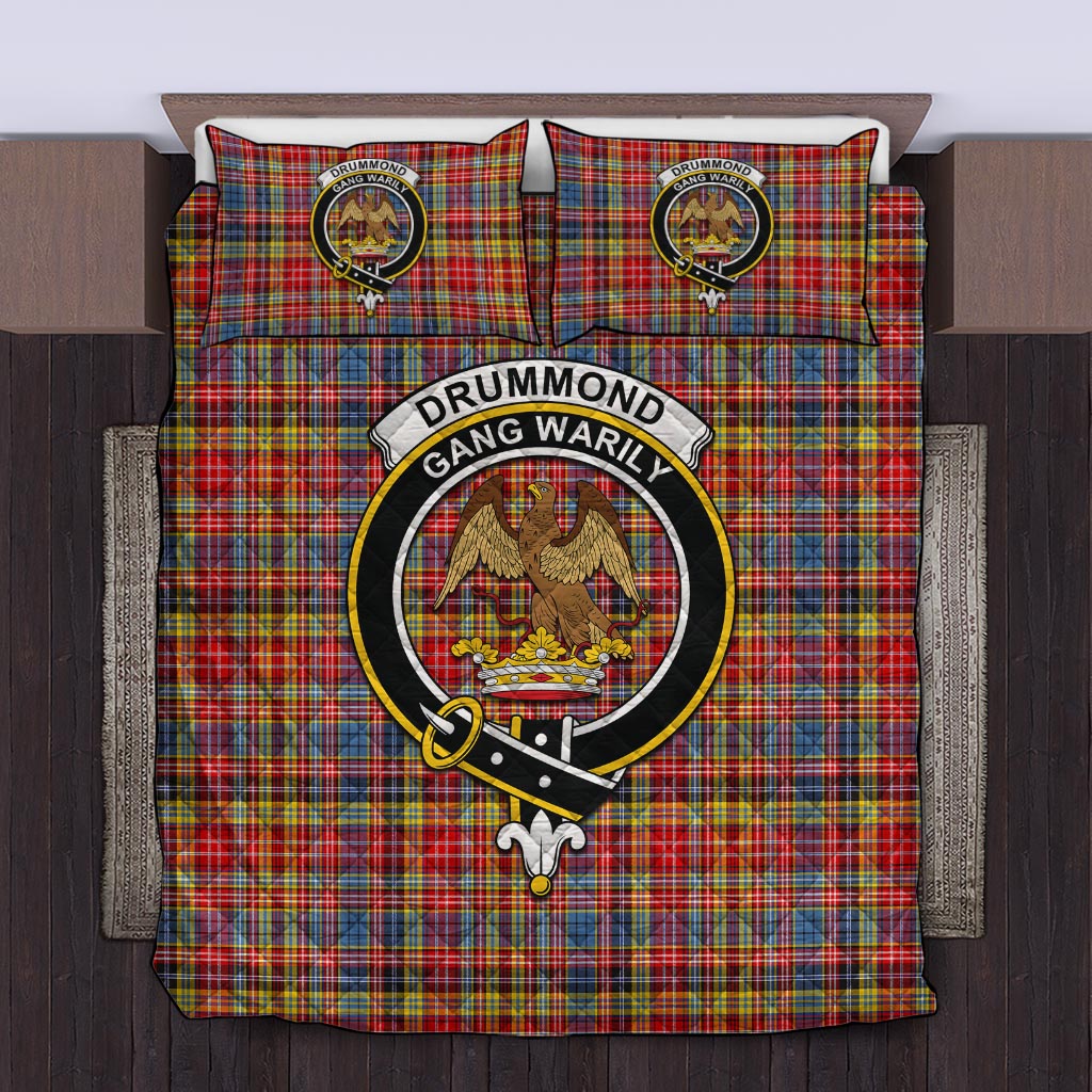 Drummond of Strathallan Modern Tartan Quilt Bed Set with Family Crest Twin - Tartan Vibes Clothing