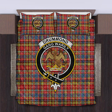 Drummond of Strathallan Modern Tartan Quilt Bed Set with Family Crest