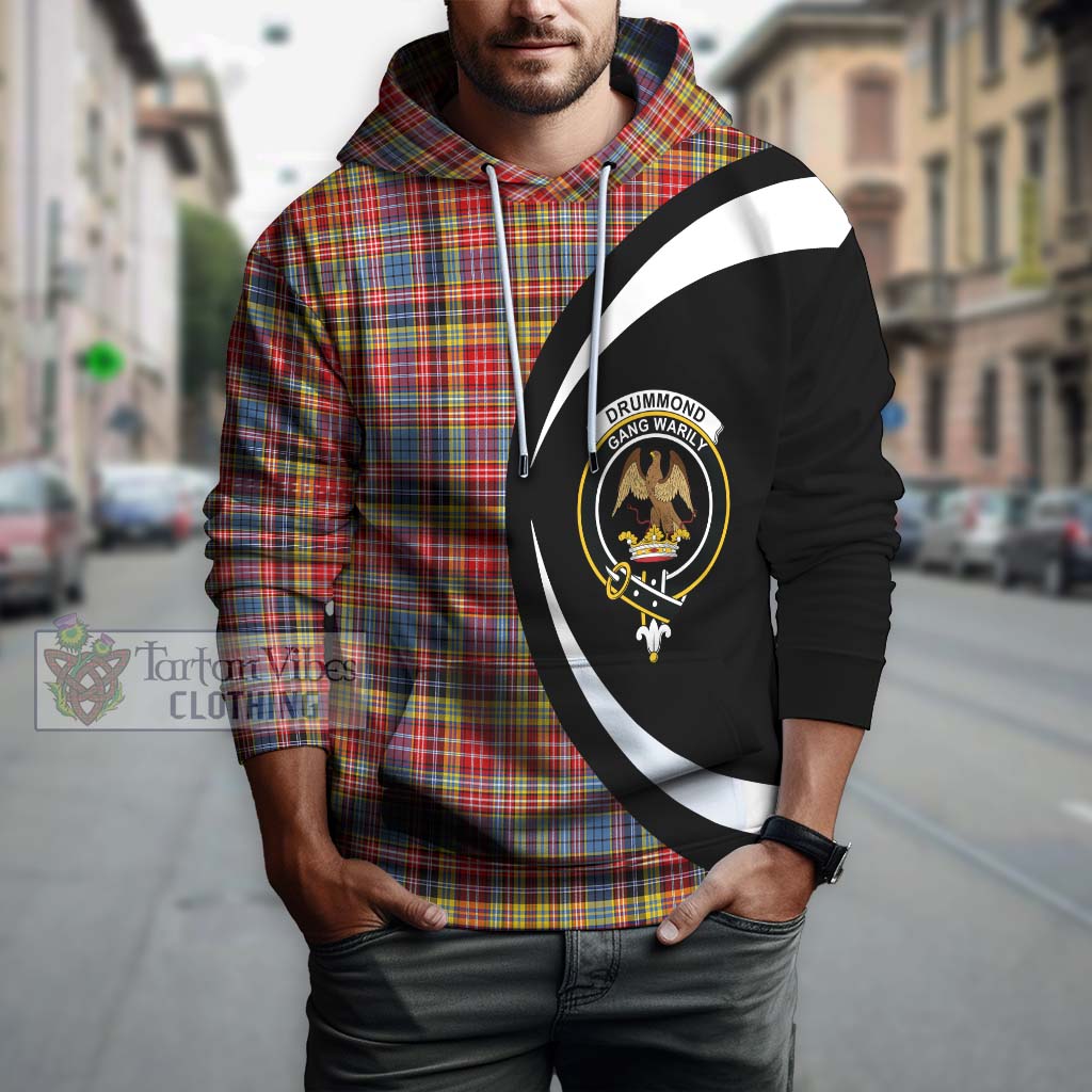 Tartan Vibes Clothing Drummond of Strathallan Modern Tartan Hoodie with Family Crest Circle Style