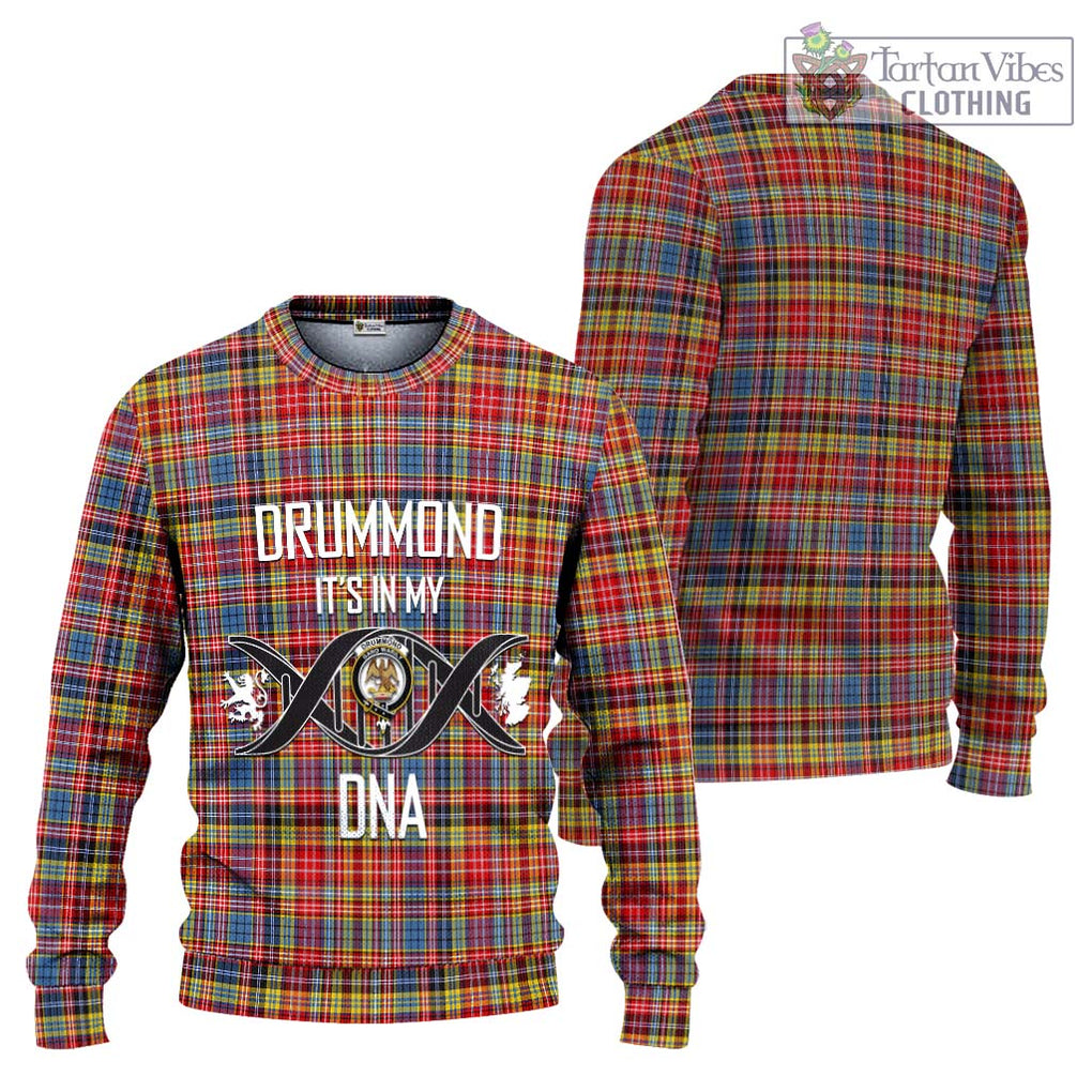 Drummond of Strathallan Modern Tartan Knitted Sweater with Family Crest DNA In Me Style Unisex - Tartanvibesclothing Shop