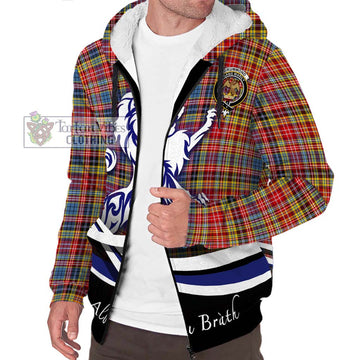 Drummond of Strathallan Modern Tartan Sherpa Hoodie with Alba Gu Brath Regal Lion Emblem