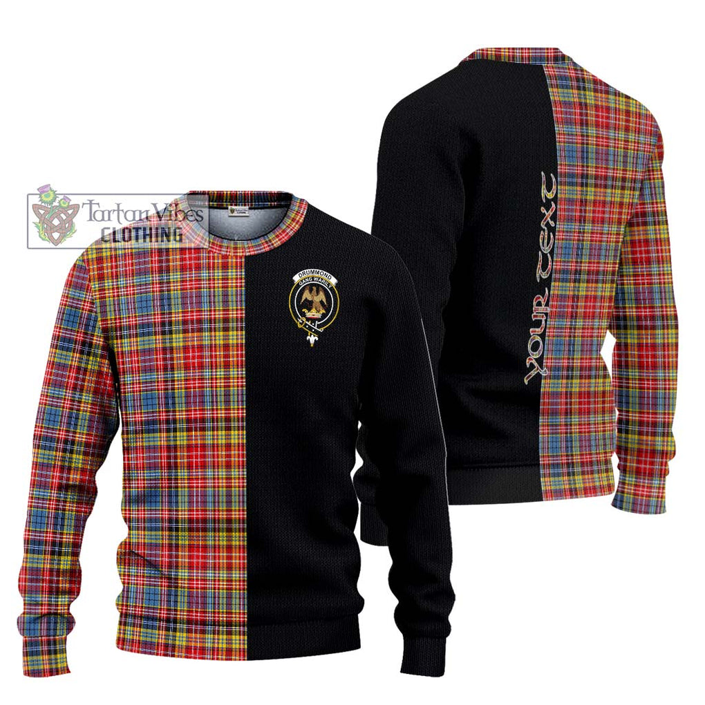 Drummond of Strathallan Modern Tartan Knitted Sweater with Family Crest and Half Of Me Style Unisex - Tartanvibesclothing Shop