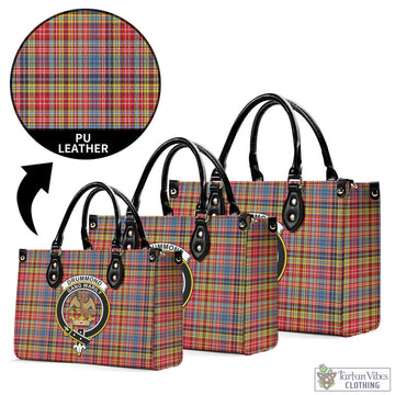 Drummond of Strathallan Modern Tartan Luxury Leather Handbags with Family Crest