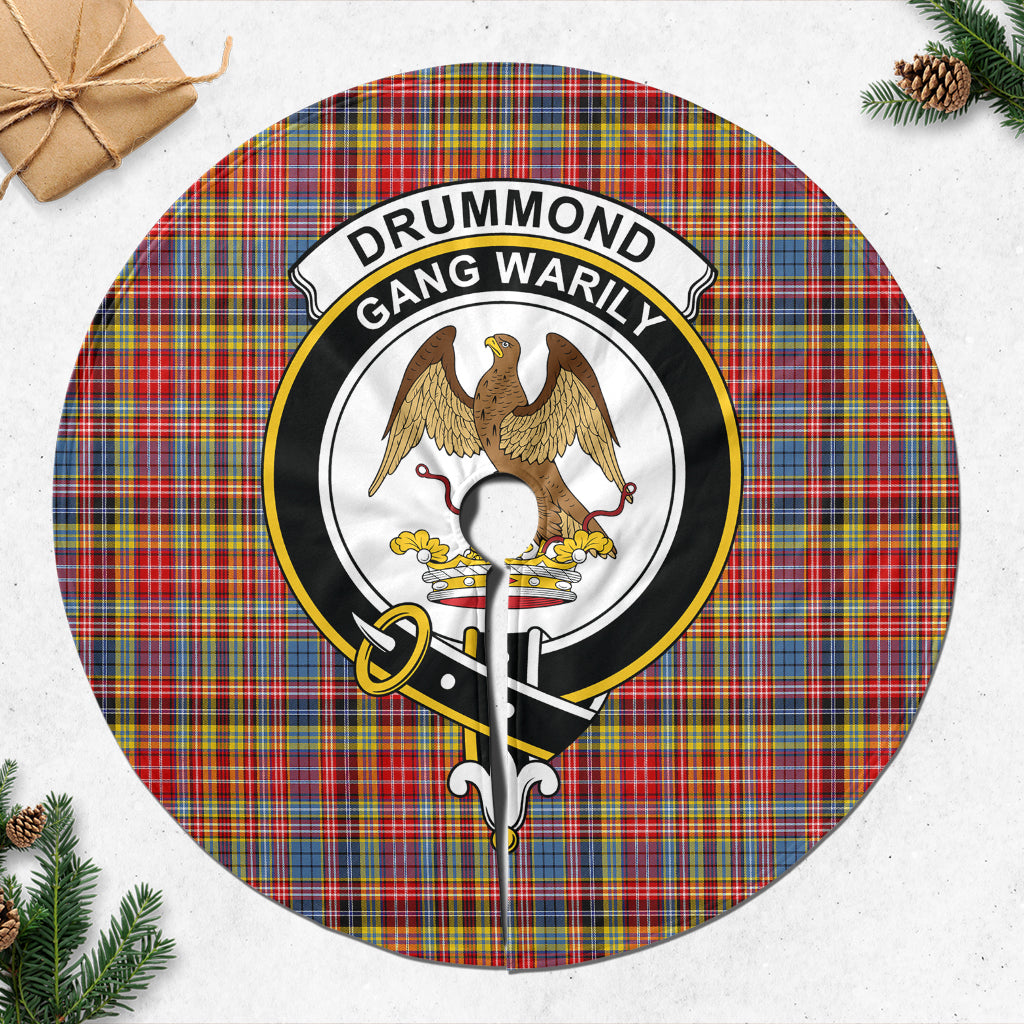 Drummond of Strathallan Modern Tartan Christmas Tree Skirt with Family Crest - Tartanvibesclothing