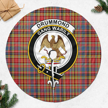 Drummond of Strathallan Modern Tartan Christmas Tree Skirt with Family Crest