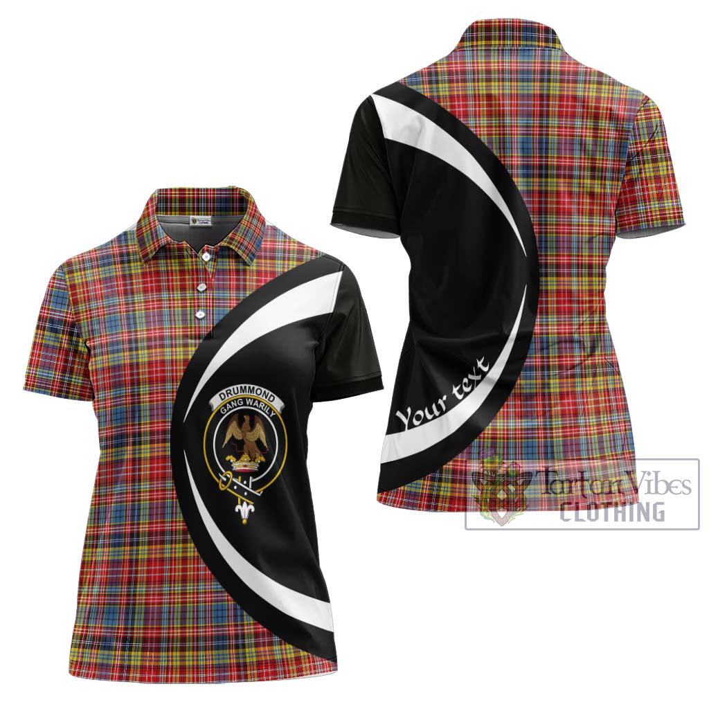 Drummond of Strathallan Modern Tartan Women's Polo Shirt with Family Crest Circle Style Women - Tartan Vibes Clothing