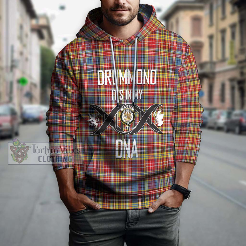 Drummond of Strathallan Modern Tartan Hoodie with Family Crest DNA In Me Style Pullover Hoodie - Tartanvibesclothing Shop