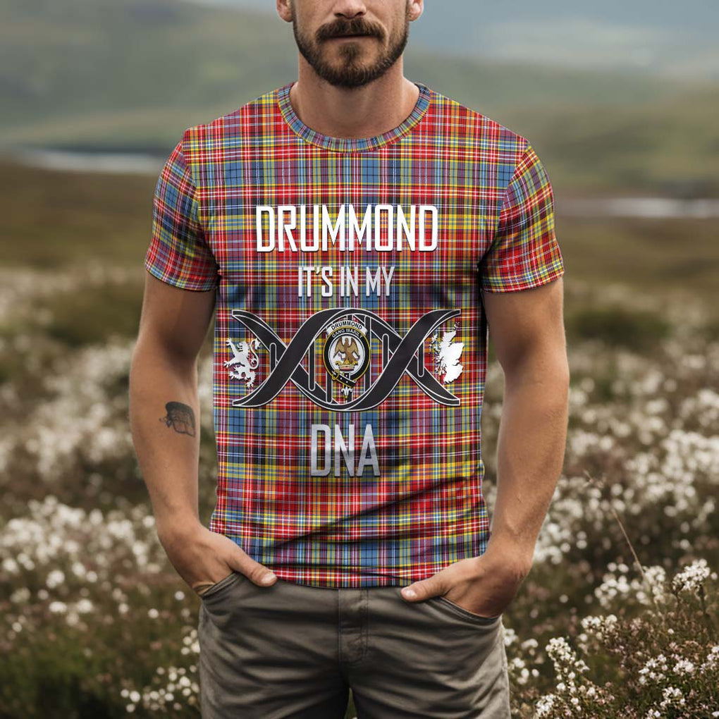 Drummond of Strathallan Modern Tartan T-Shirt with Family Crest DNA In Me Style Kid's Shirt - Tartan Vibes Clothing