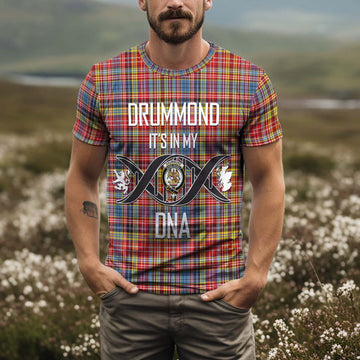 Drummond of Strathallan Modern Tartan T-Shirt with Family Crest DNA In Me Style