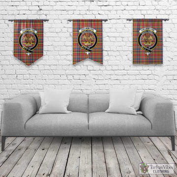 Drummond of Strathallan Modern Tartan Gonfalon, Tartan Banner with Family Crest