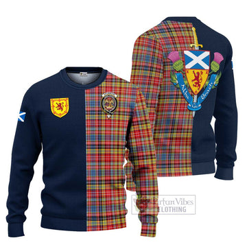 Drummond of Strathallan Modern Tartan Ugly Sweater with Scottish Lion Royal Arm Half Style