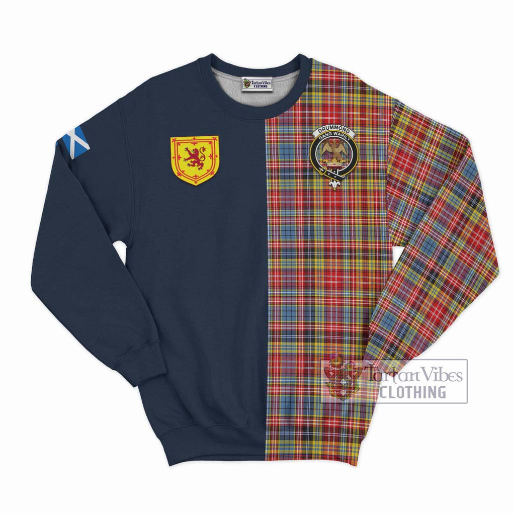 Tartan Vibes Clothing Drummond of Strathallan Modern Tartan Sweatshirt with Scottish Lion Royal Arm Half Style