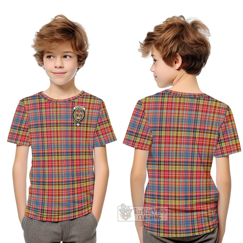 Drummond of Strathallan Modern Tartan Kid T-Shirt with Family Crest Youth XL Size14 - Tartanvibesclothing Shop