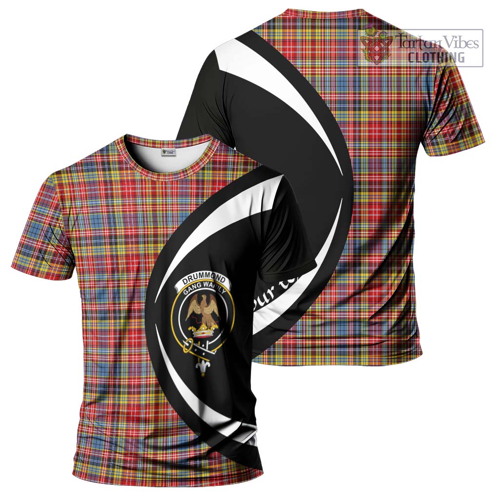 Tartan Vibes Clothing Drummond of Strathallan Modern Tartan T-Shirt with Family Crest Circle Style