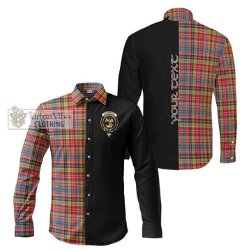 Drummond of Strathallan Modern Tartan Long Sleeve Button Shirt with Family Crest and Half Of Me Style