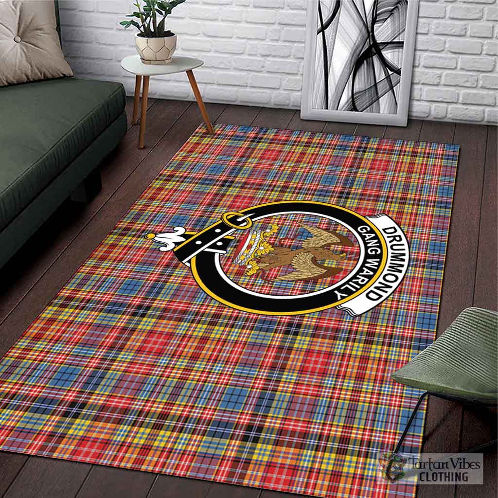 Tartan Vibes Clothing Drummond of Strathallan Modern Tartan Area Rug with Family Crest