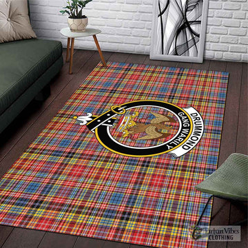 Drummond of Strathallan Modern Tartan Area Rug with Family Crest