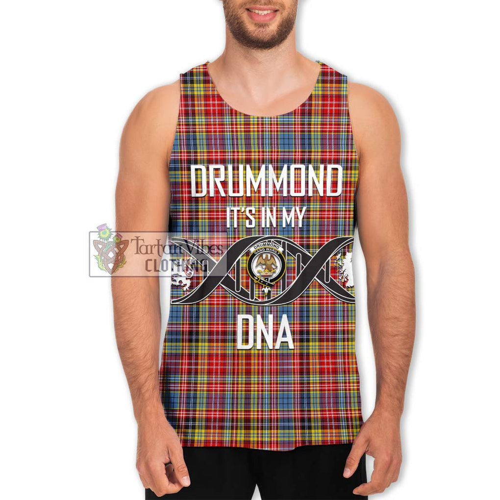 Drummond of Strathallan Modern Tartan Men's Tank Top with Family Crest DNA In Me Style Men - Tartanvibesclothing Shop