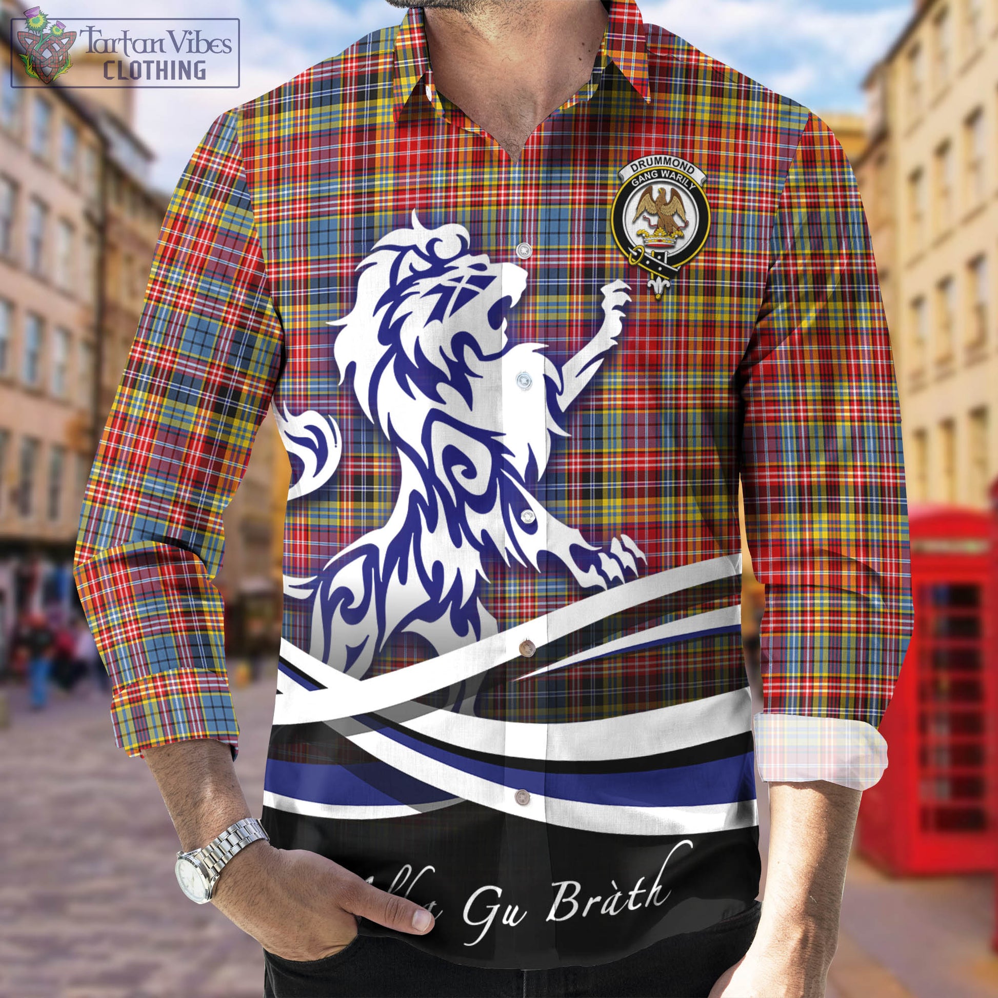 drummond-of-strathallan-modern-tartan-long-sleeve-button-up-shirt-with-alba-gu-brath-regal-lion-emblem