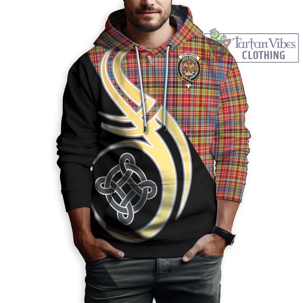 Drummond of Strathallan Modern Tartan Hoodie with Family Crest and Celtic Symbol Style Zip Hoodie - Tartan Vibes Clothing