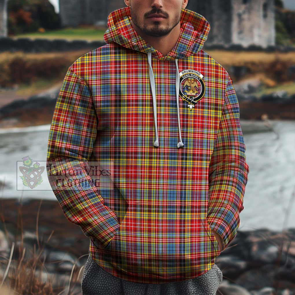 Drummond of Strathallan Modern Tartan Cotton Hoodie with Family Crest Pullover Hoodie XS - Tartan Vibes Clothing