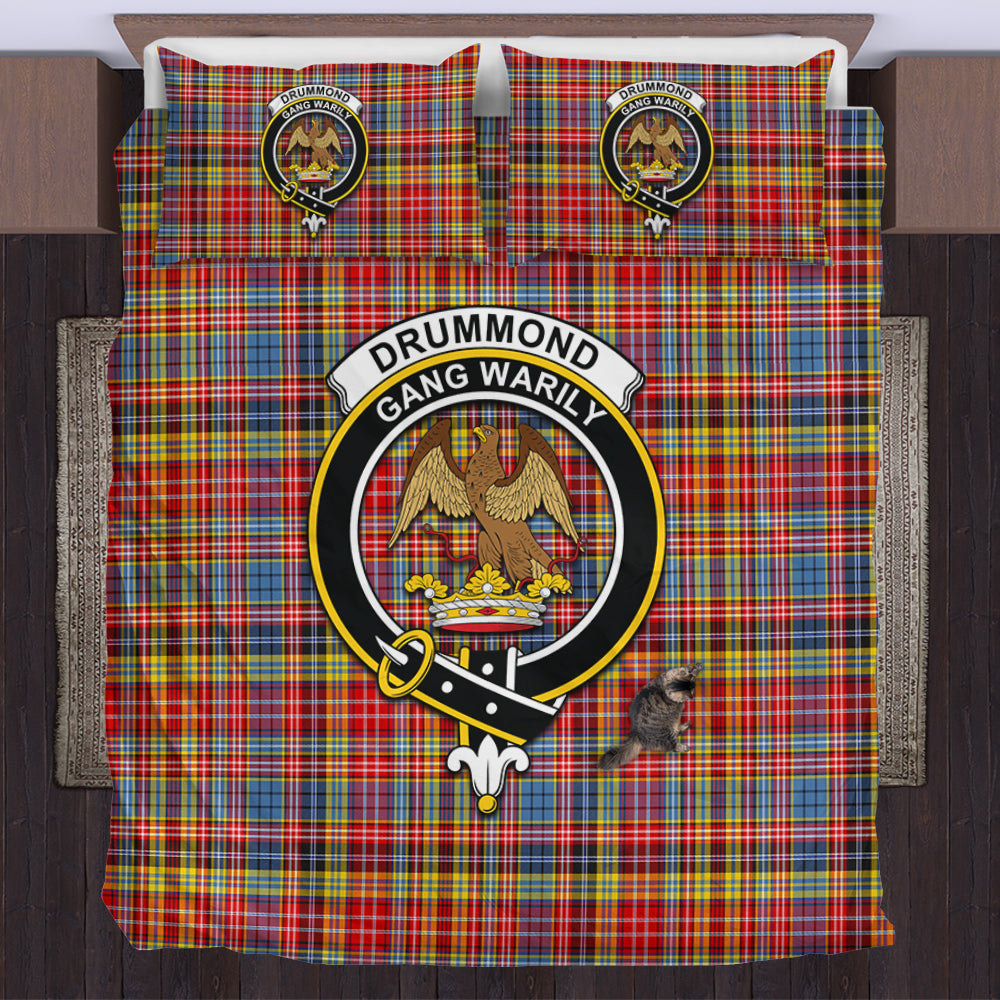 Drummond of Strathallan Modern Tartan Bedding Set with Family Crest US Bedding Set - Tartan Vibes Clothing