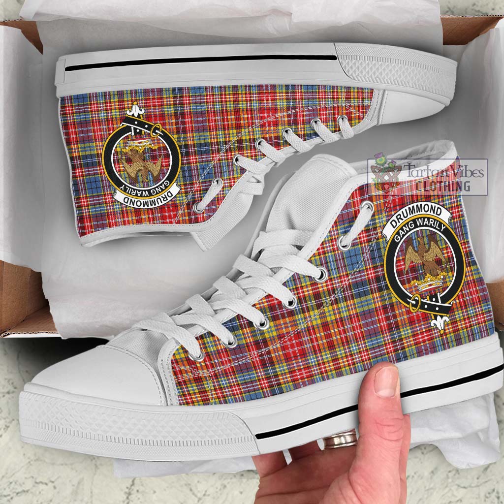 Tartan Vibes Clothing Drummond of Strathallan Modern Tartan High Top Shoes with Family Crest