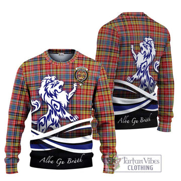 Drummond of Strathallan Modern Tartan Ugly Sweater with Alba Gu Brath Regal Lion Emblem