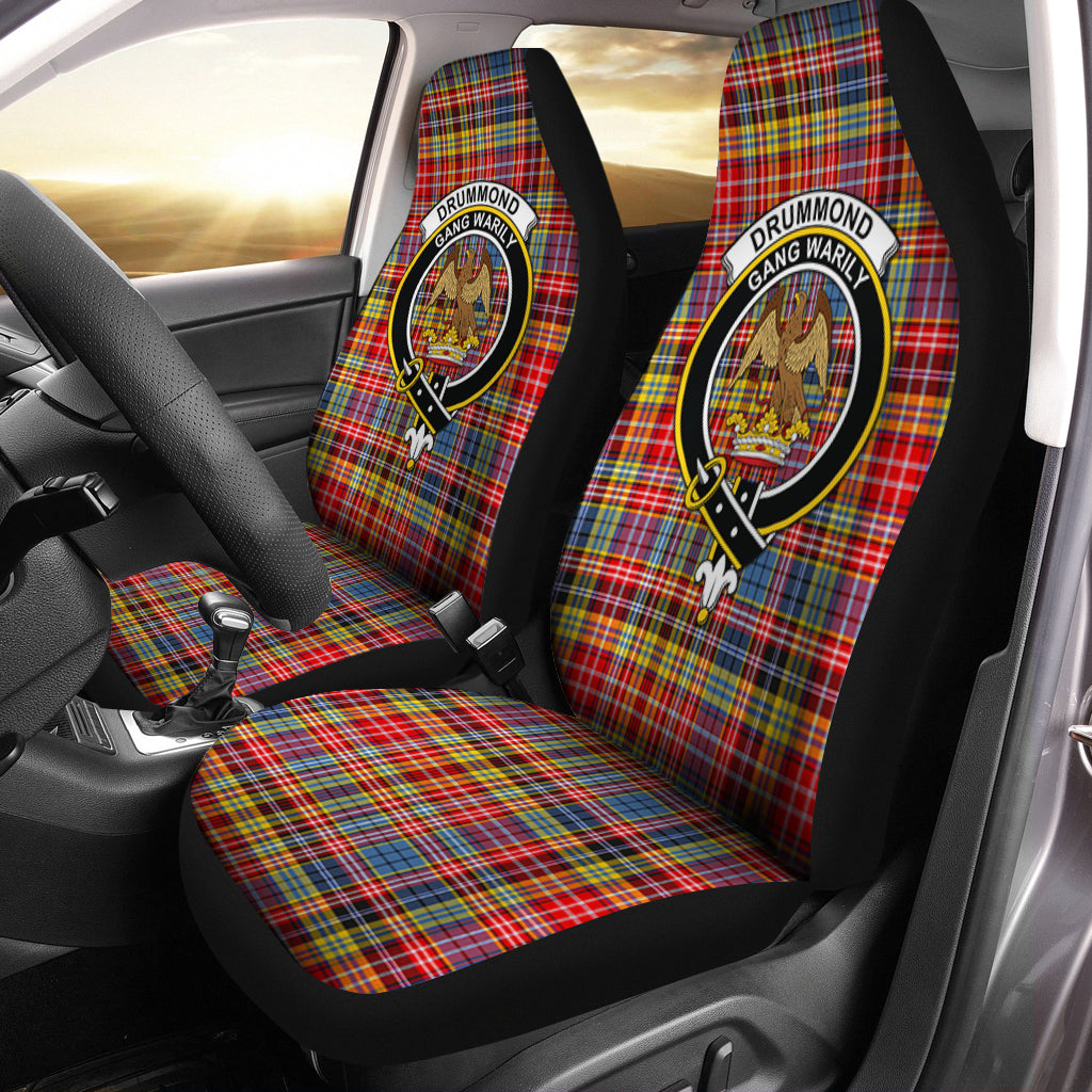 Drummond of Strathallan Modern Tartan Car Seat Cover with Family Crest One Size - Tartanvibesclothing