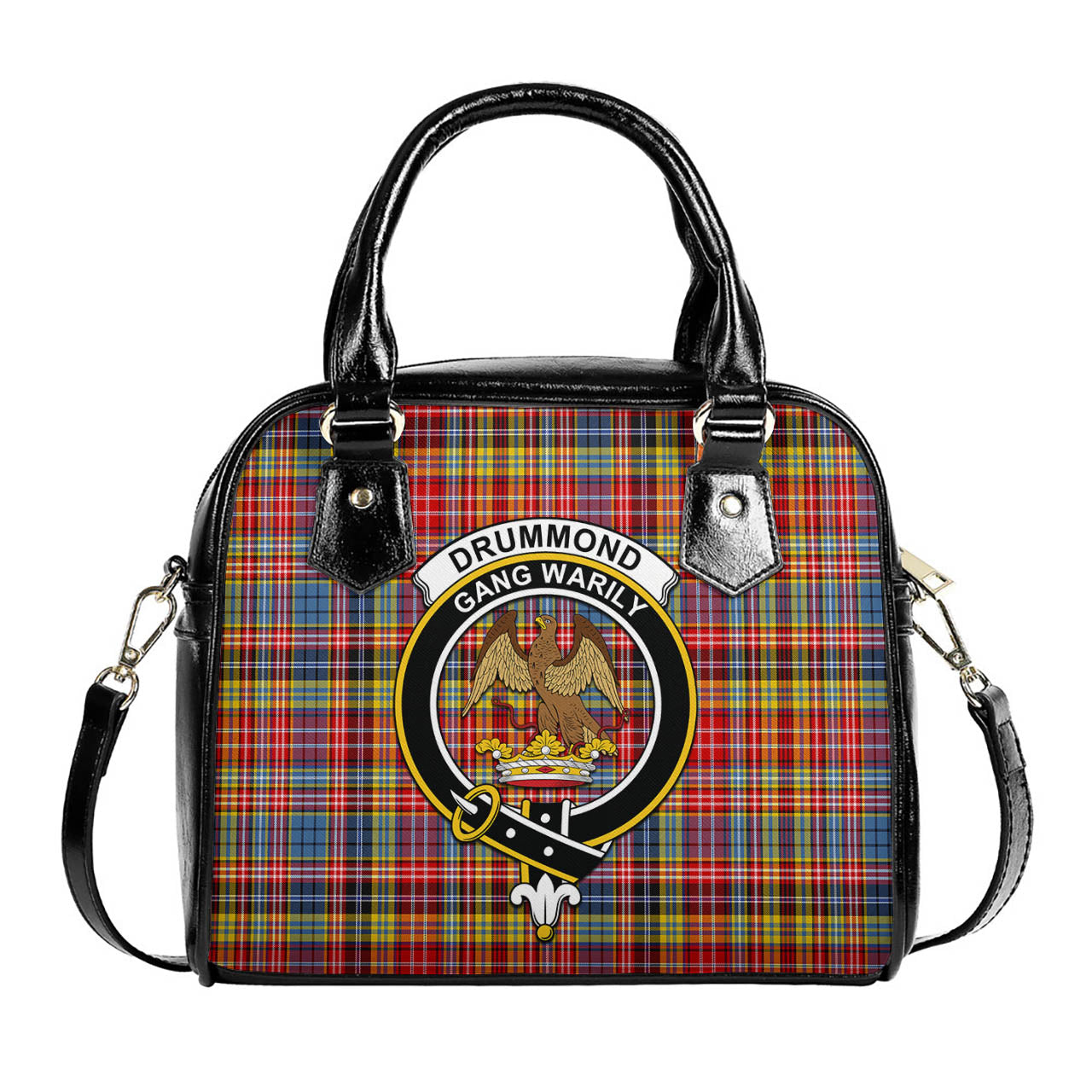 Drummond of Strathallan Modern Tartan Shoulder Handbags with Family Crest One Size 6*25*22 cm - Tartanvibesclothing