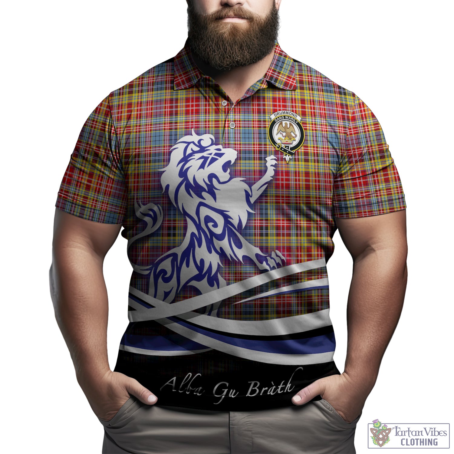 drummond-of-strathallan-modern-tartan-polo-shirt-with-alba-gu-brath-regal-lion-emblem