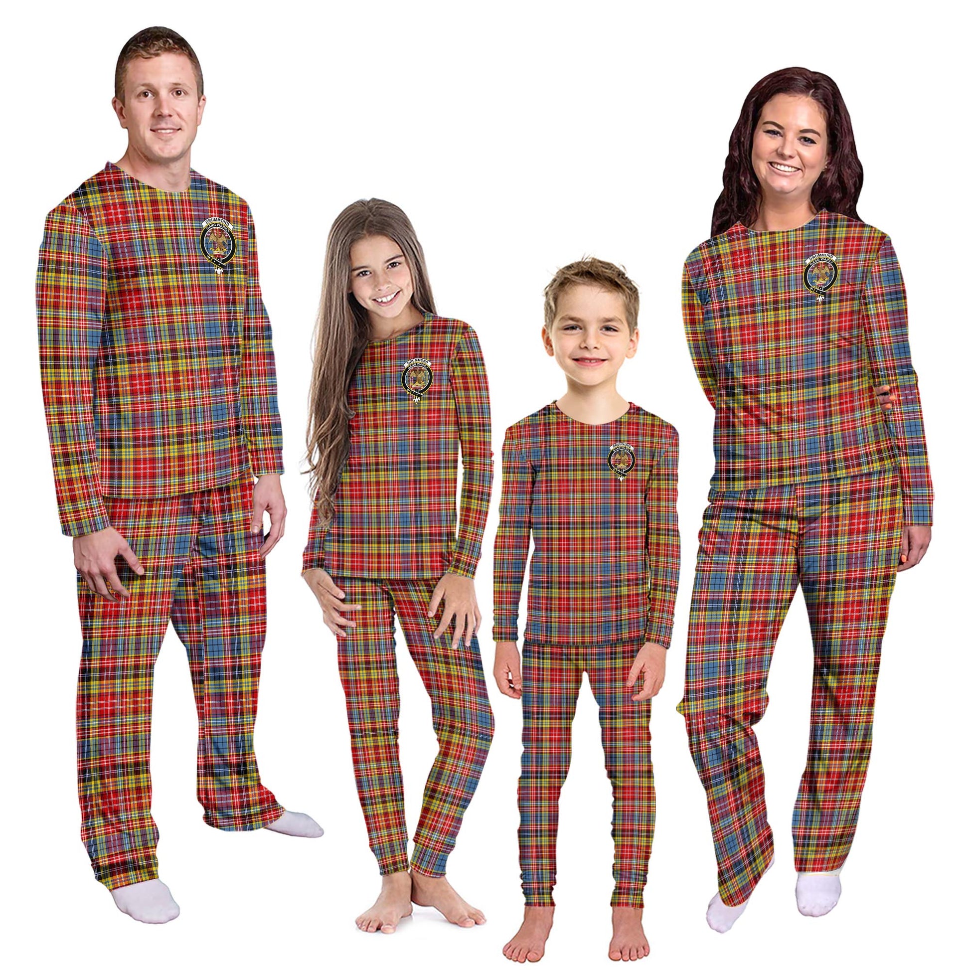 Drummond of Strathallan Modern Tartan Pajamas Family Set with Family Crest Kid - Tartan Vibes Clothing