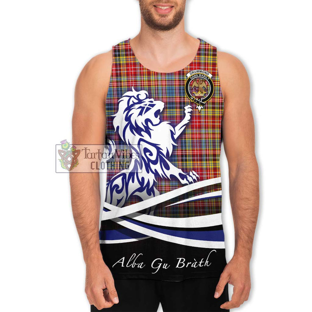 Drummond of Strathallan Modern Tartan Men's Tank Top with Alba Gu Brath Regal Lion Emblem Men - Tartanvibesclothing Shop