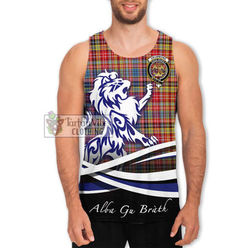 Drummond of Strathallan Modern Tartan Men's Tank Top with Alba Gu Brath Regal Lion Emblem