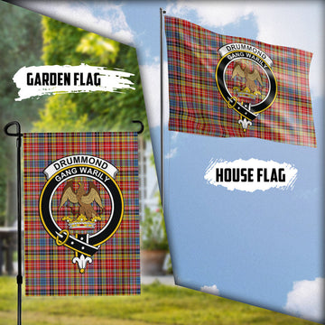 Drummond of Strathallan Modern Tartan Flag with Family Crest