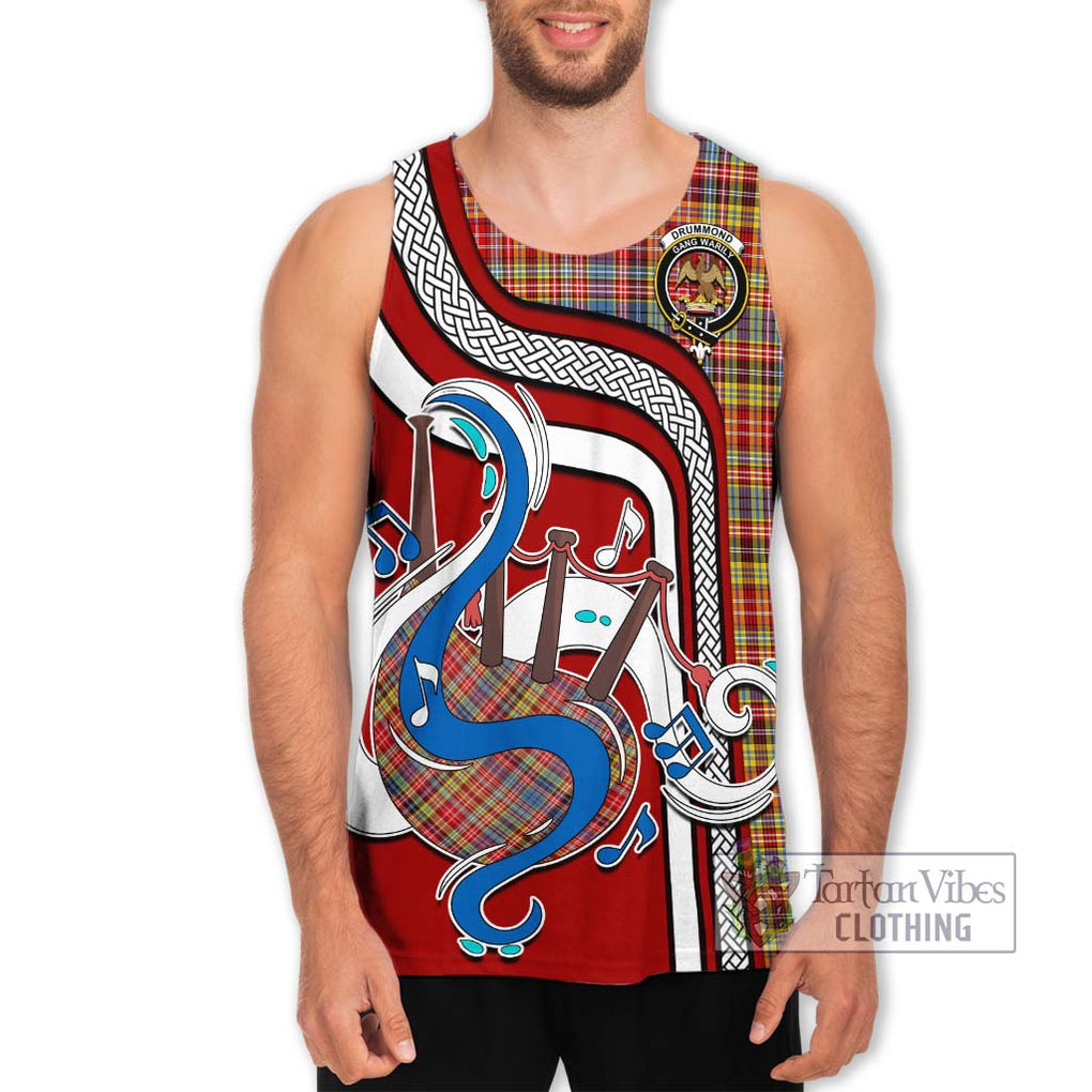 Drummond of Strathallan Modern Tartan Men's Tank Top with Epic Bagpipe Style Men - Tartanvibesclothing Shop