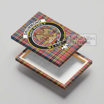 Drummond of Strathallan Modern Tartan Canvas Print Wall Art with Family Crest