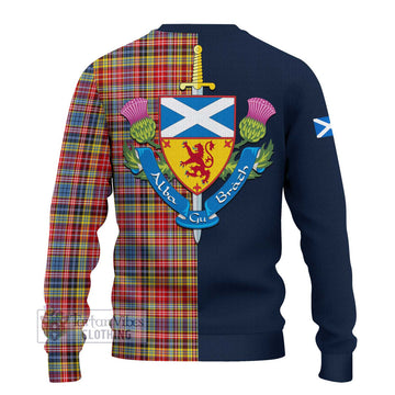 Drummond of Strathallan Modern Tartan Ugly Sweater with Scottish Lion Royal Arm Half Style