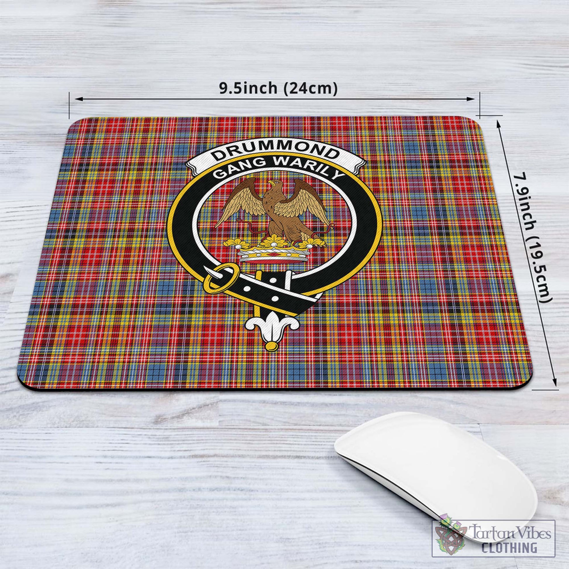 Tartan Vibes Clothing Drummond of Strathallan Modern Tartan Mouse Pad with Family Crest