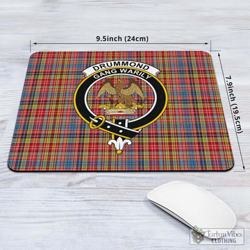 Drummond of Strathallan Modern Tartan Mouse Pad with Family Crest