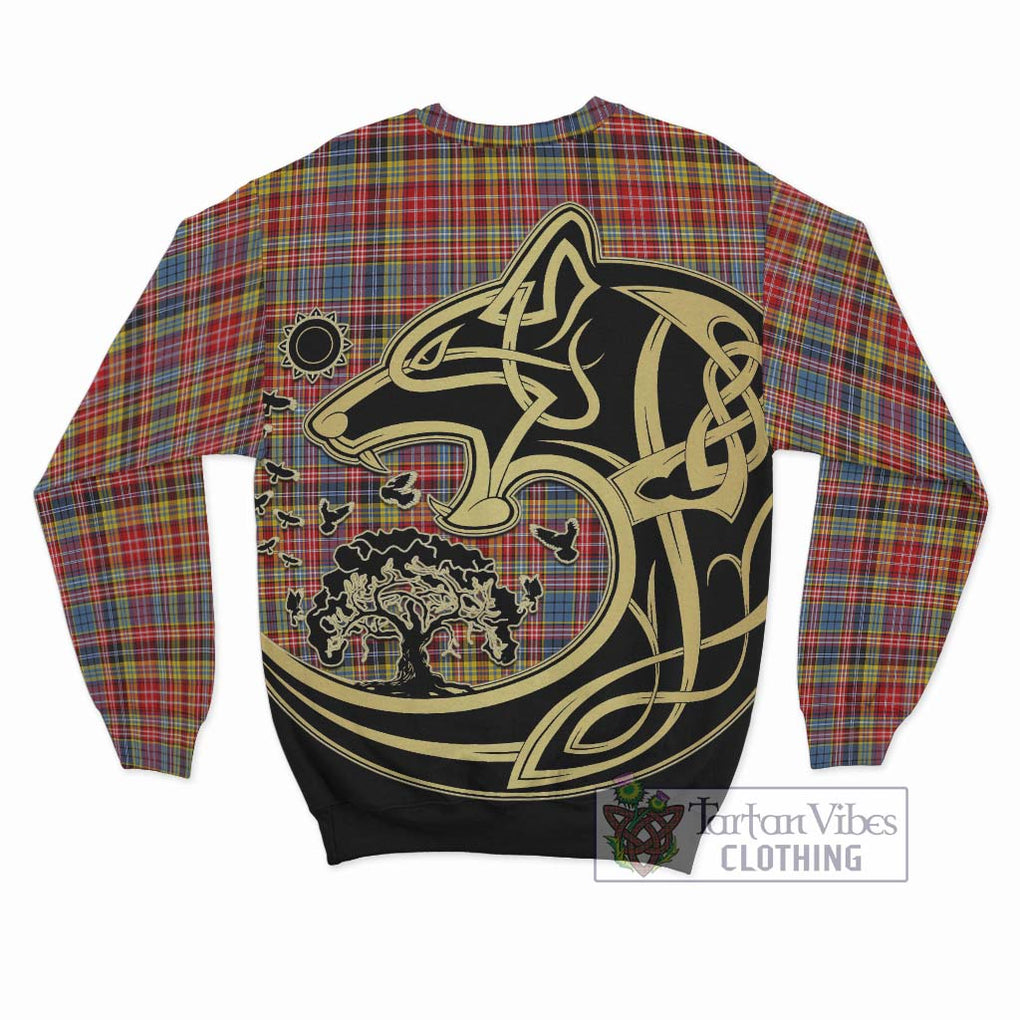 Drummond of Strathallan Modern Tartan Sweatshirt with Family Crest Celtic Wolf Style - Tartan Vibes Clothing