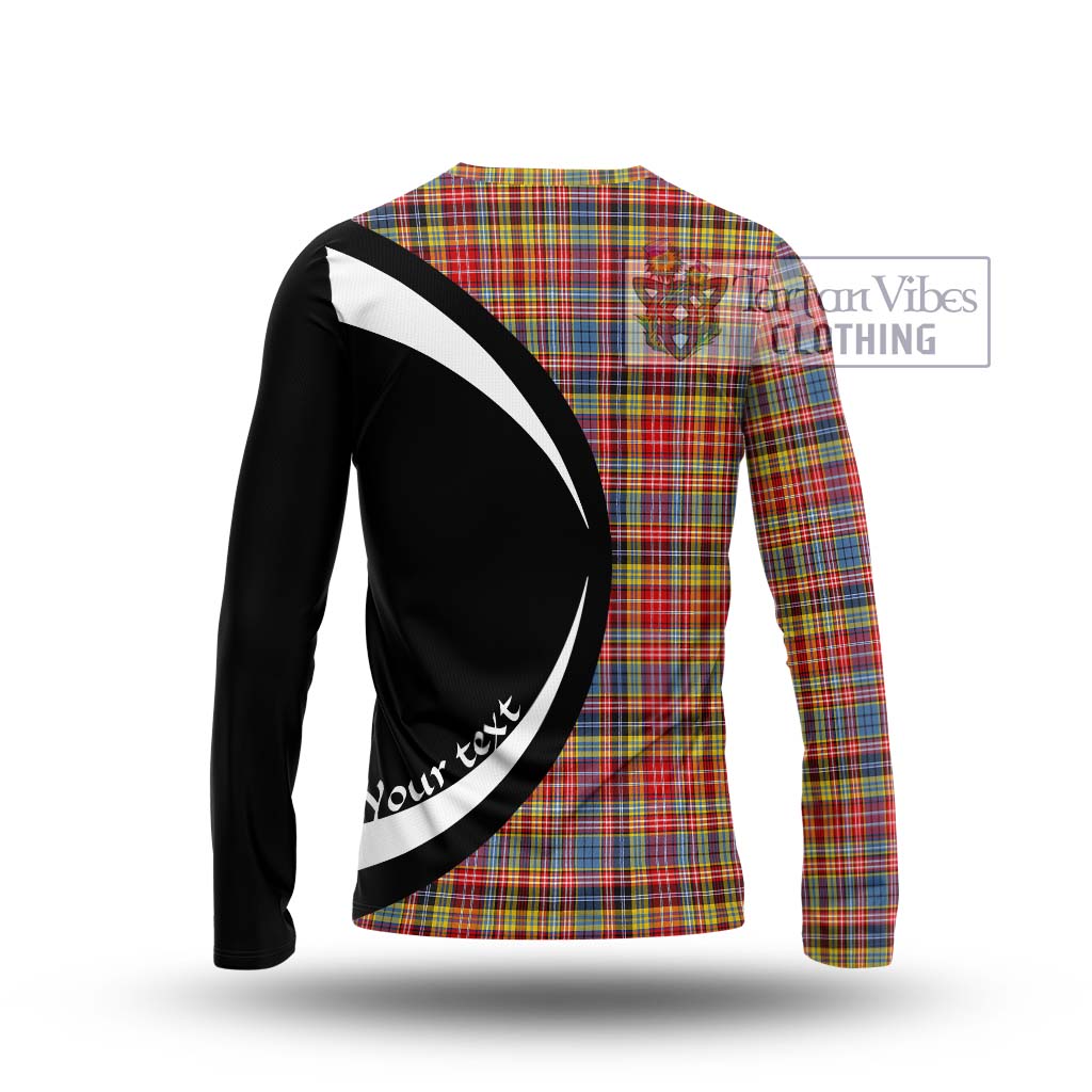 Drummond of Strathallan Modern Tartan Long Sleeve T-Shirt with Family Crest Circle Style - Tartan Vibes Clothing