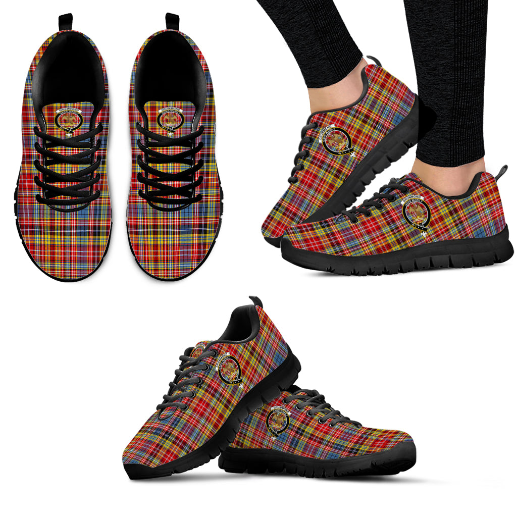 Drummond of Strathallan Modern Tartan Sneakers with Family Crest - Tartan Vibes Clothing