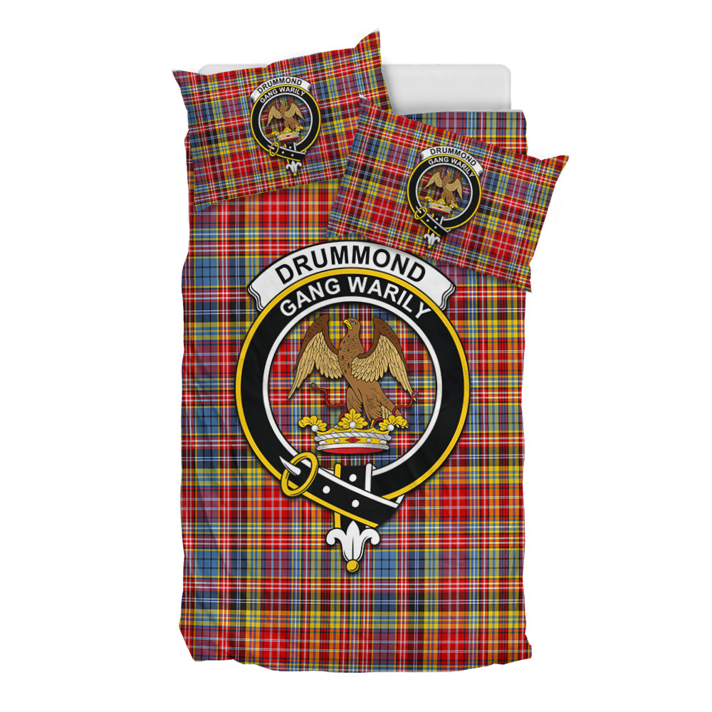 Drummond of Strathallan Modern Tartan Bedding Set with Family Crest - Tartan Vibes Clothing