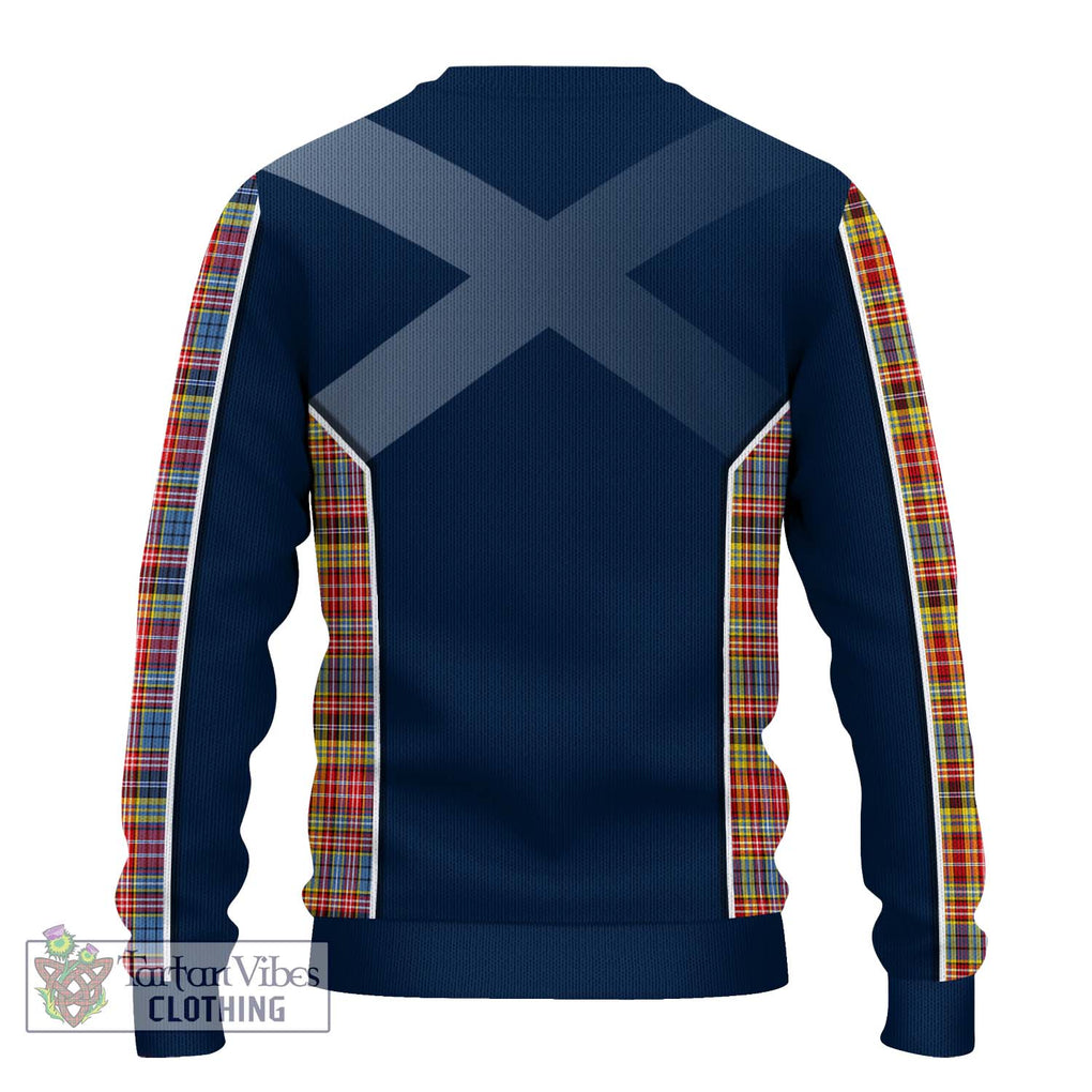 Drummond of Strathallan Modern Tartan Knitted Sweater with Family Crest and Lion Rampant Vibes Sport Style - Tartan Vibes Clothing