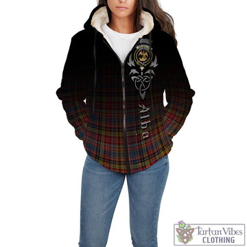 Drummond of Strathallan Modern Tartan Sherpa Hoodie Featuring Alba Gu Brath Family Crest Celtic Inspired