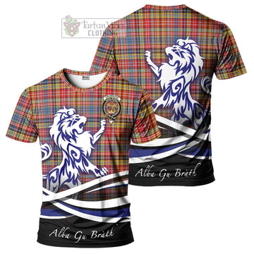 Drummond of Strathallan Modern Tartan Cotton T-shirt with Alba Gu Brath Regal Lion Emblem