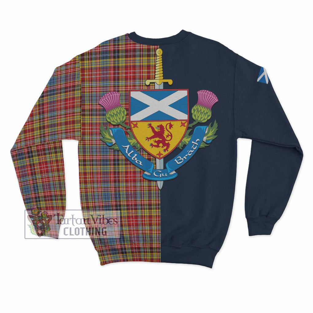 Tartan Vibes Clothing Drummond of Strathallan Modern Tartan Sweatshirt with Scottish Lion Royal Arm Half Style