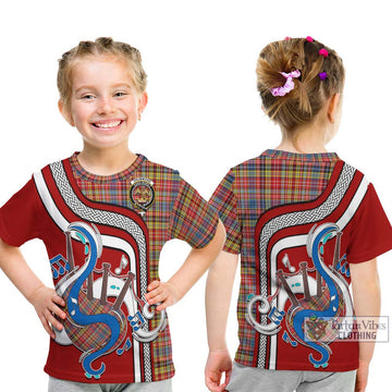 Drummond of Strathallan Modern Tartan Kid T-Shirt with Epic Bagpipe Style