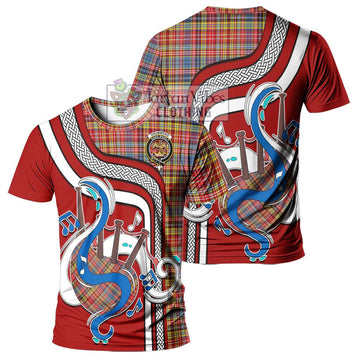 Drummond of Strathallan Modern Tartan T-Shirt with Epic Bagpipe Style